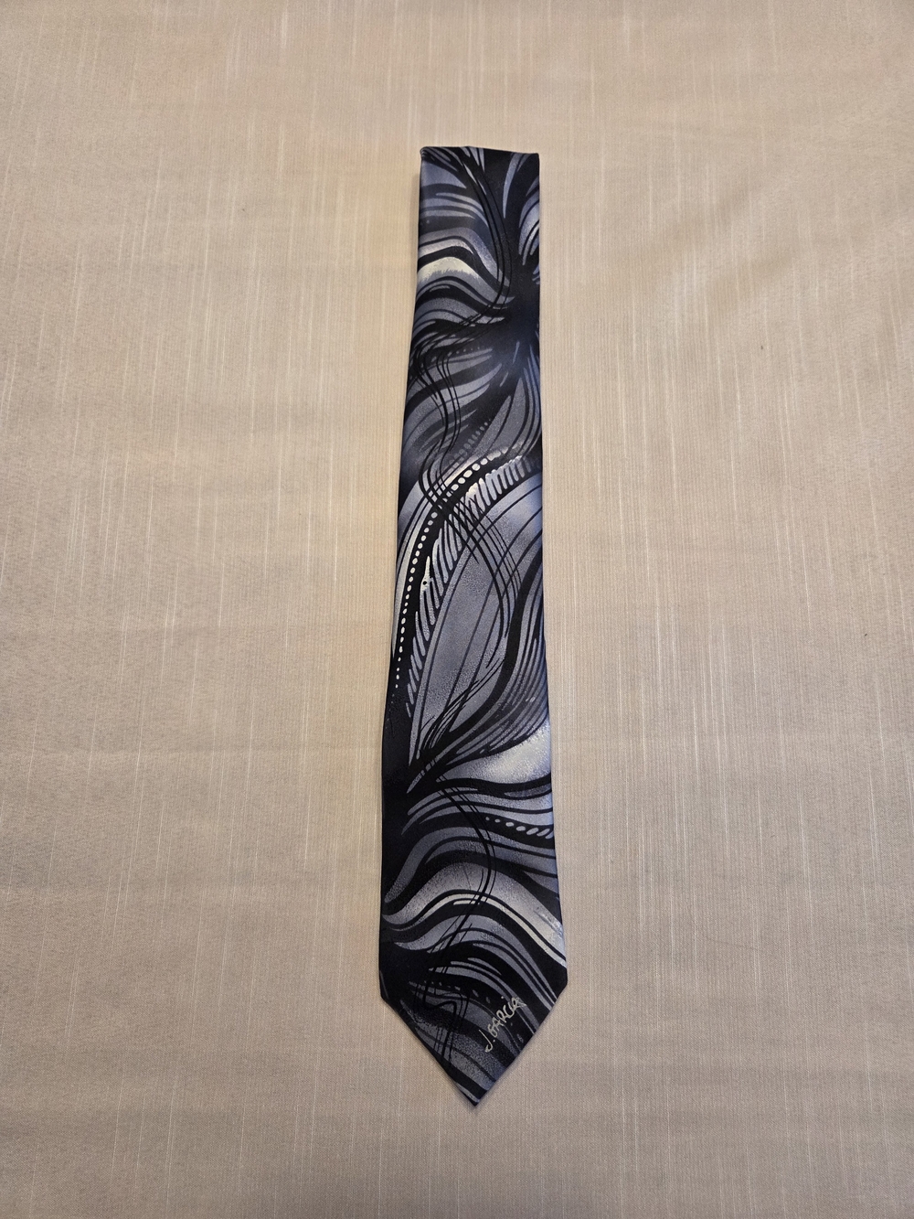 J. Garcia Riptide Collectprs Edition Abstract Black And Silver Tie